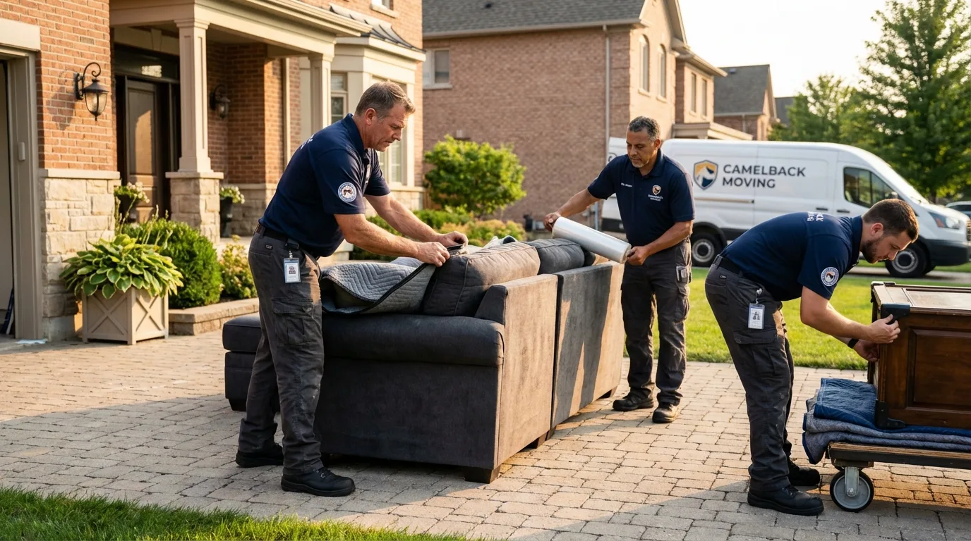 Large estate moving crew wrapping furniture in Oakmont, PA